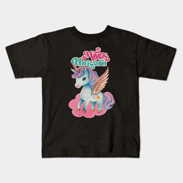 Magic Unicorn Kids T-Shirt by Ange art